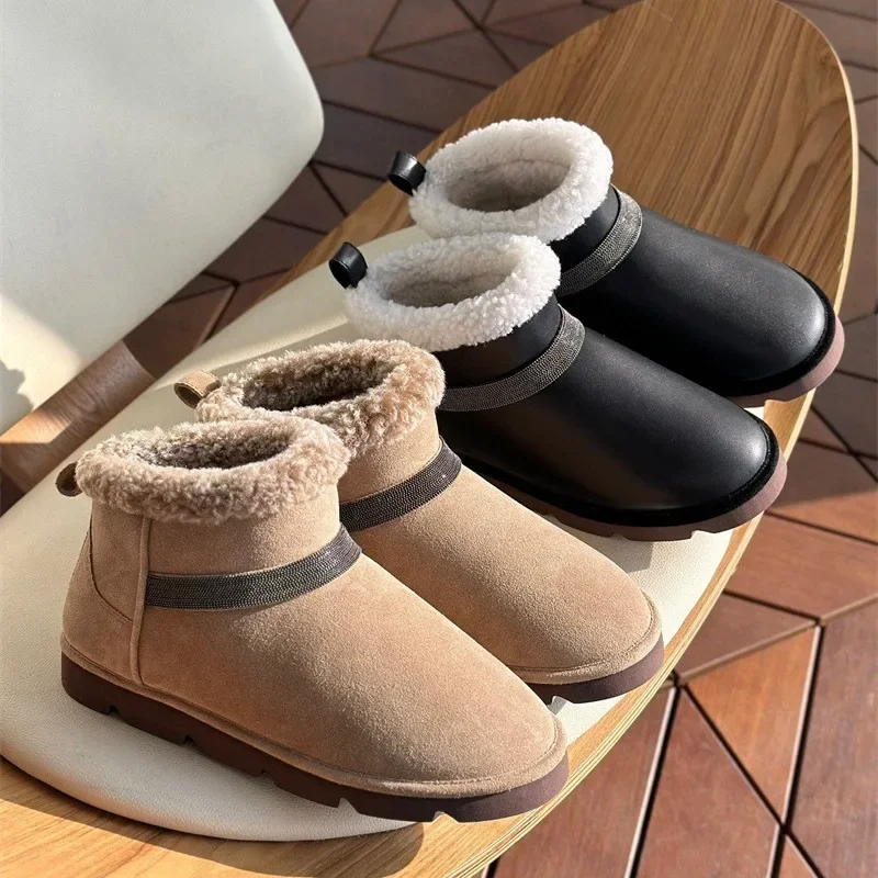 

B/C brand luxury design Women's Fall And Winter New Lamb Wool Lightweight Warm Sheepskin Fur One Snow Boots high-quality