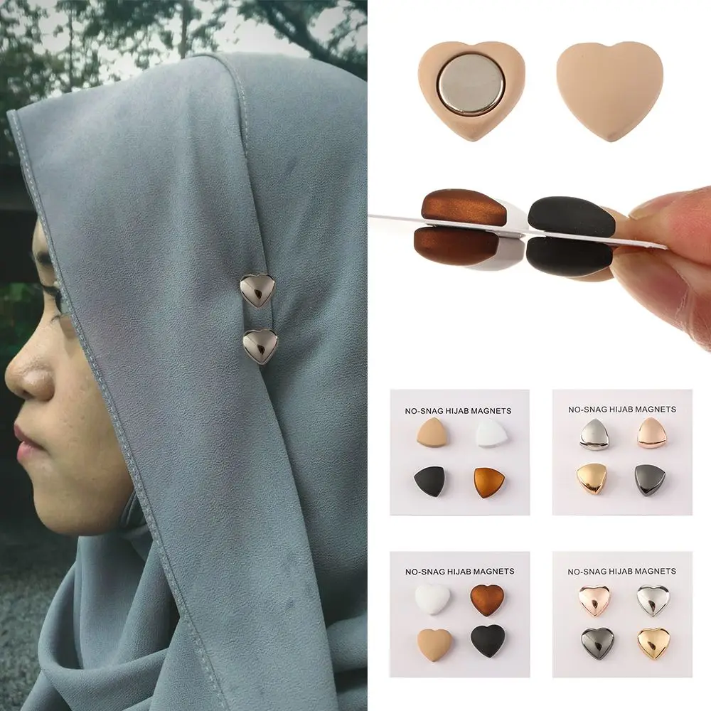 4PCS Strong Metal Plating Magnetic Hijab Clip Safe Hijab Brooch Luxury Accessory No Hole Pins Brooch Magnet for Muslim Scarf 3
