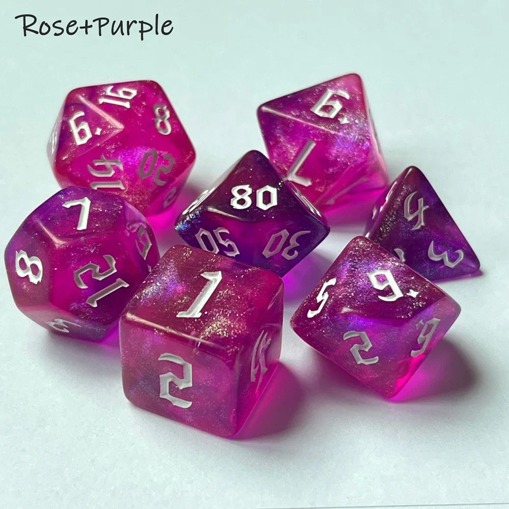 Acrylic dice,game dice,dice set Multicolour Dice 7Pcs/Set Color Polyhedral RPG DND Role Playing Dragons Board Game Multiple Dice with Bags