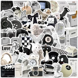 Chic Black & White Decorative Sticker Set (10/30/61 pcs) - Stylish DIY Decals for Personalizing Your Space (61PCS)