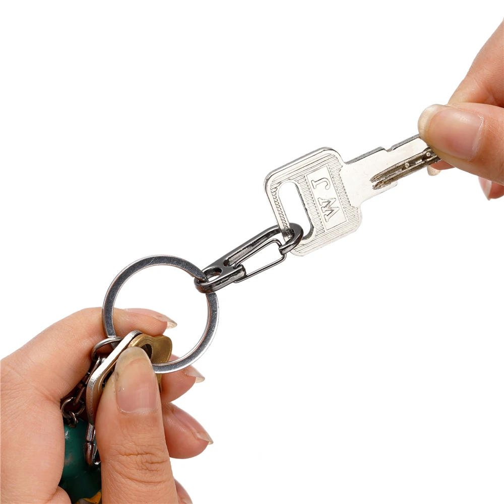 Carabiner hooked onto a backpack strap for everyday use