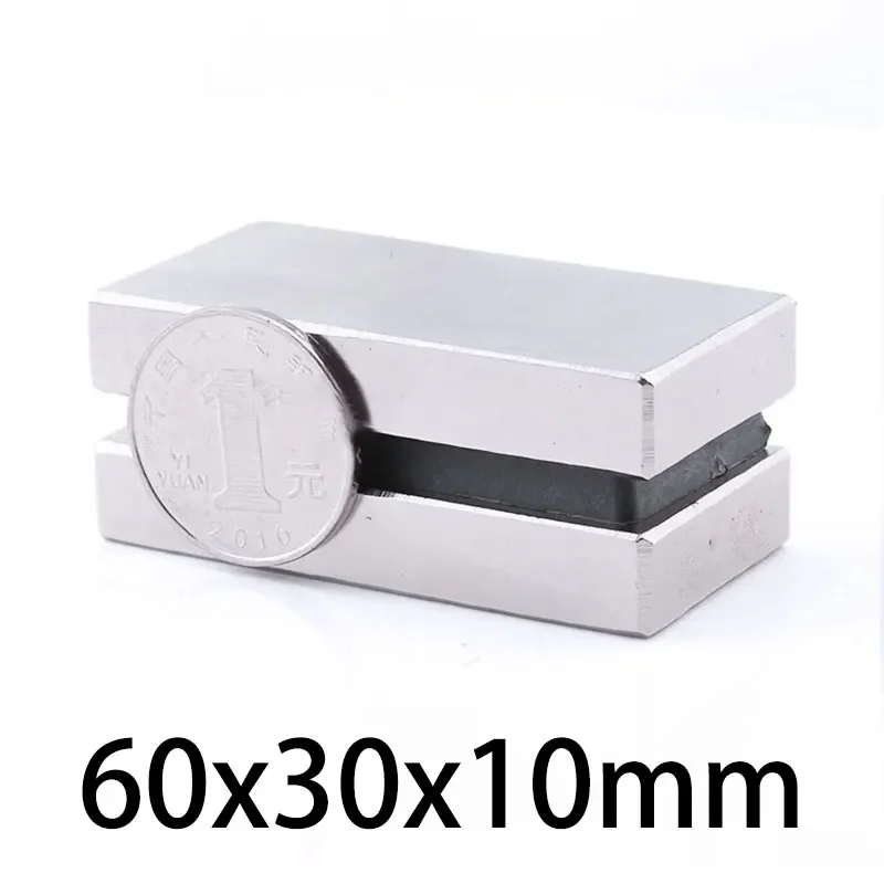 1/2/3PCS 60x30x10mm N35 Super Strong Neodymium Magnet Powerful Block Permanent Magnetic Magnets  60*30*10mm  Magnetic Sheet