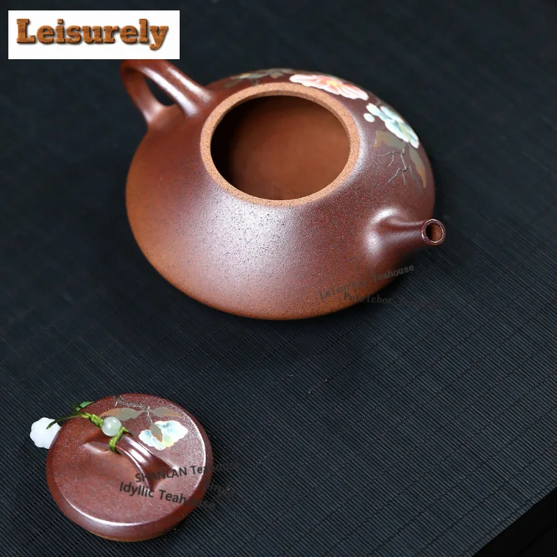 160ml Yixing Purple Clay Teapots Master Handmade Stone Scoop Pot Raw Ore Wood-fired Porcelain Mud Tea Maker Kettle Zisha Tea Set