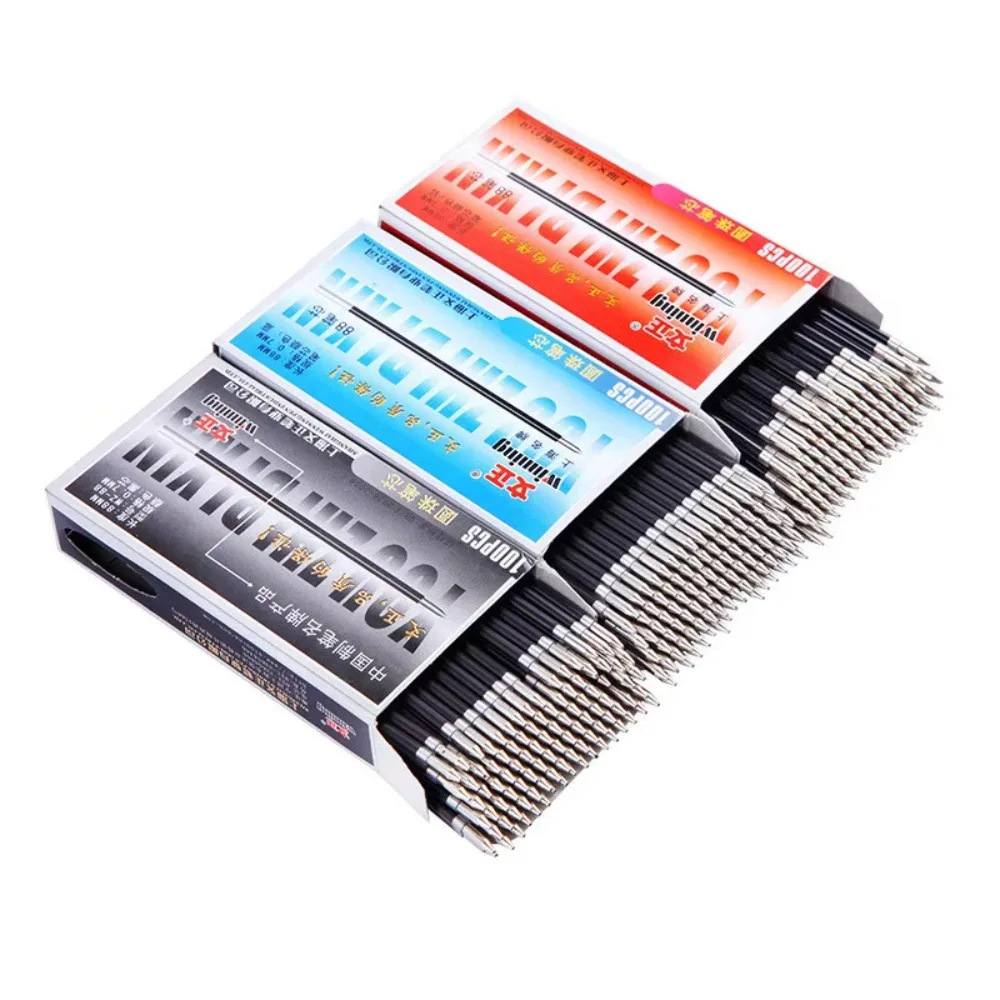 100Pcs Press Ballpoint Pen Refill Red Black Blue Green Oily Writing Tool School Stationery Office Supplies
