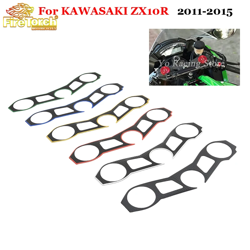For Kawasaki Ninja ZX-10R ZX 10R 2011-2015 Motorcycle Decals Triple Tree Top Clamp Upper Front End Handlebar Cover Pad Stickers for new highlander armrest box upper and lower cover trim plate guide rail assembly 2015 2018 year