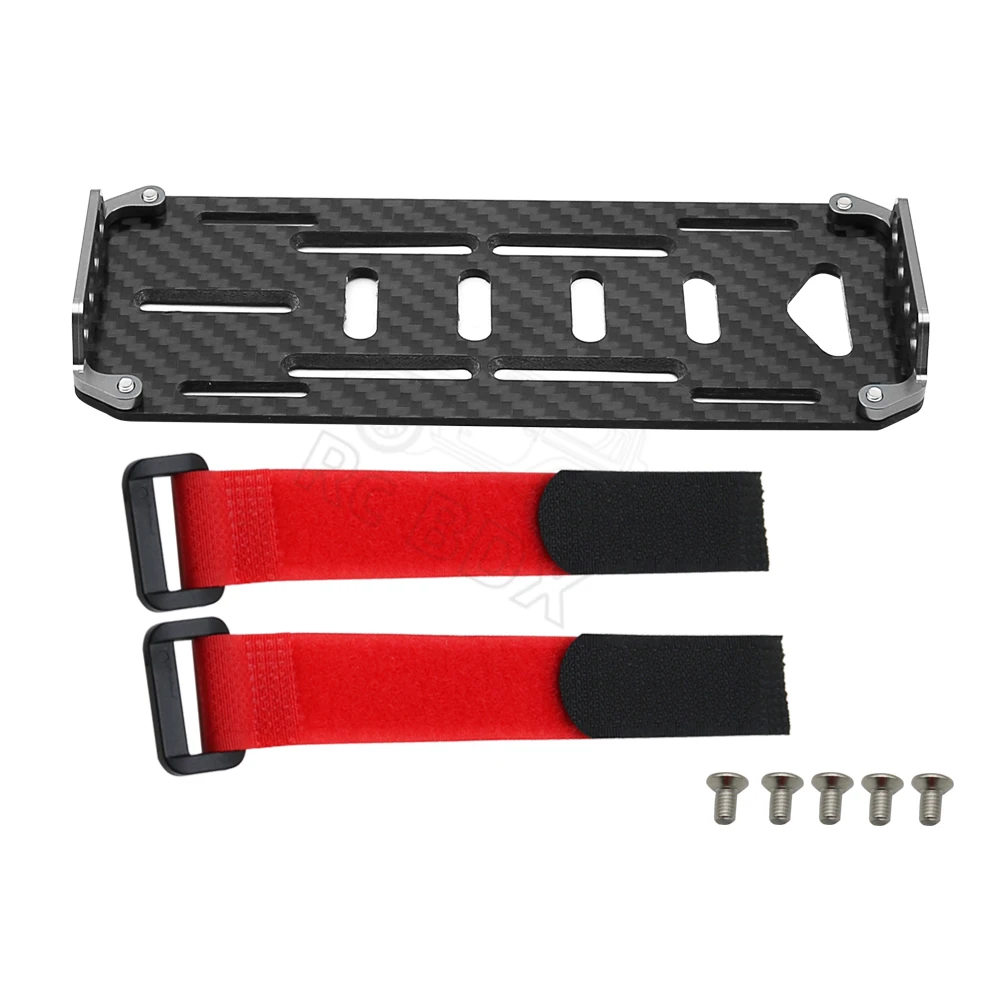 Schwarze Kohlefaser-Batterie-Montageplatte für RC-Car im Maßstab 1:10 RC Crawler Cars Axial SCX10 CC01 F350 D90 RC4WD Modellspielzeugteil – Detail 9