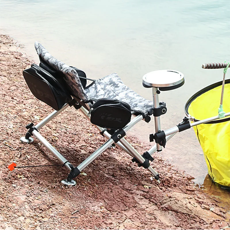 Light Weight Portable with Backrest Outdoor Folding Chair Adult Gear Rod  Holder All-terrain Fishing Chair Weight 2KG Comfortable
