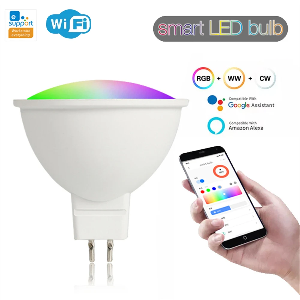

Умная лампа MR16 с поддержкой Wi-Fi, RGB +, CW, 5 Вт, 12 В