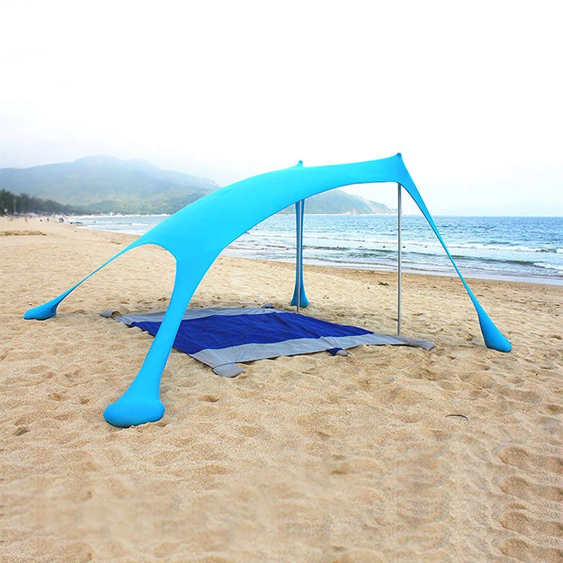 Family Beach Sunshade Lightweight Sun Shade Tent With Sandbag Anchors 4 Free Pegs UPF50+ UV Large Portable Canopy