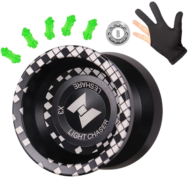 Unresponsive LIGHT CHASER X3 Competitive Yo-Yo,Alloy Yoyo For Beginners,And Practise Tricks With Glove And Strings 1