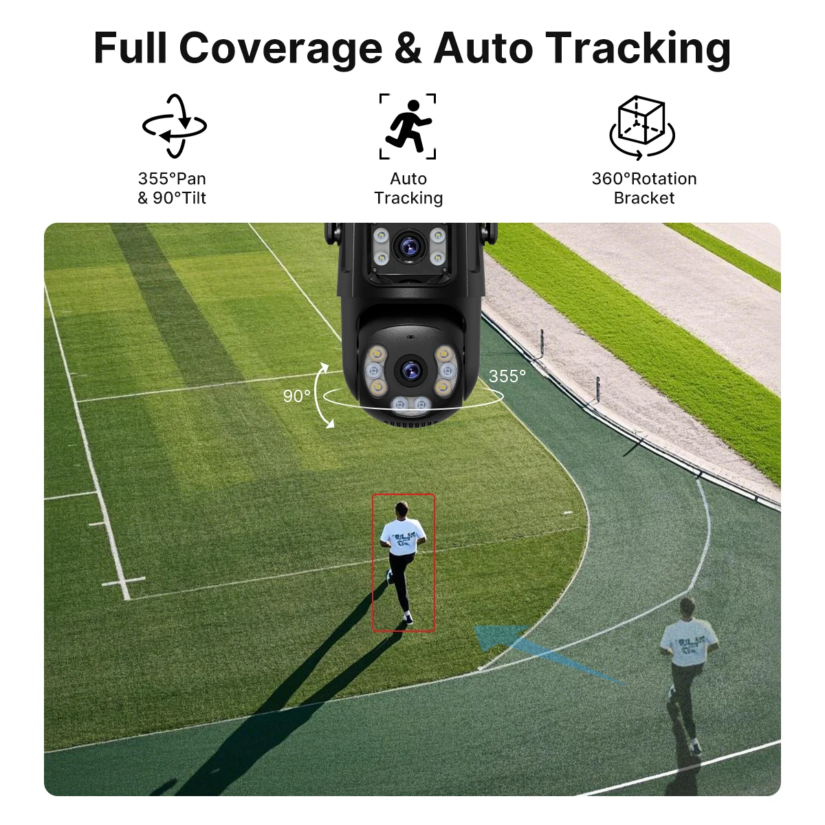 WONSADR Outdoor IP Camera With WiFi 5Ghz & 2.4Ghz PTZ Camera AI Human Detection Dual Screen CCTV Security Camera Audio iCSee APP 4
