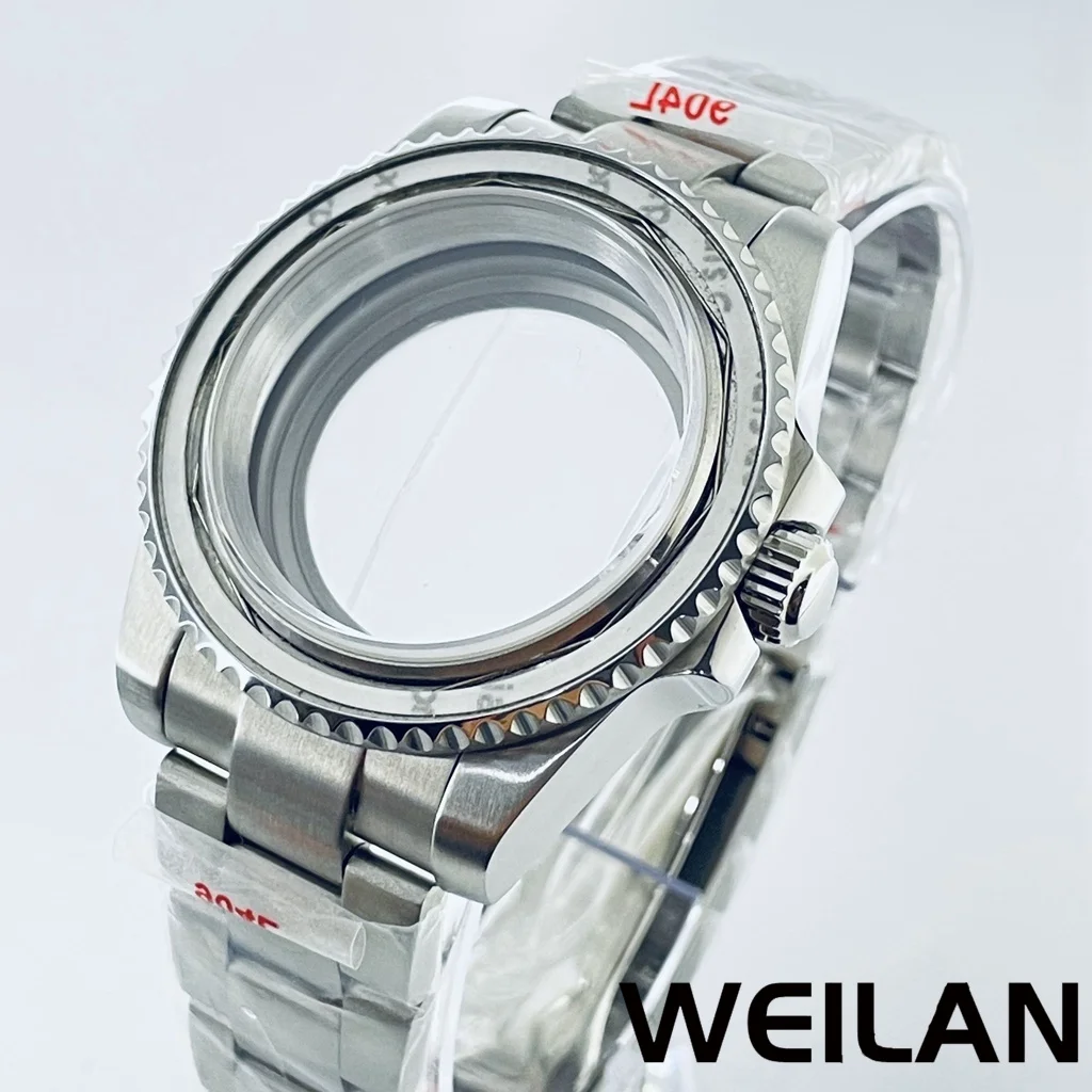 Silver Watch Case with Ceramic Bezel and Sapphire Crystal