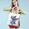 MINISO Disney Stitch Tote Bag Canvas Shoulder Bag Eco Hip Hop Lilo and Stitch Shopping Bag Shopper Women Tote Harajuku Female 2