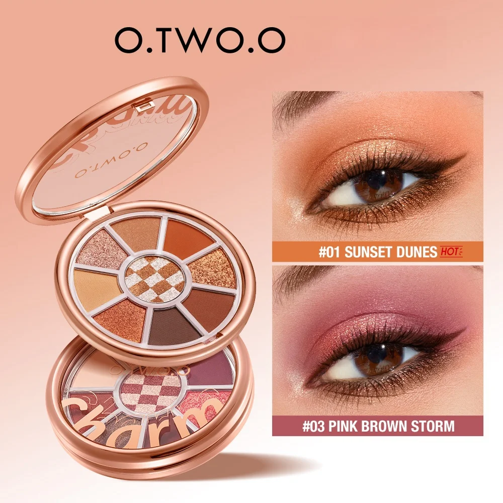 Wholesale OTWO.O Eyeshadow Palette 9 Colors Waterproof Matte Smooth Pearly Shine Brighten Eye Shadow Makeup Glitter Eyeshadow