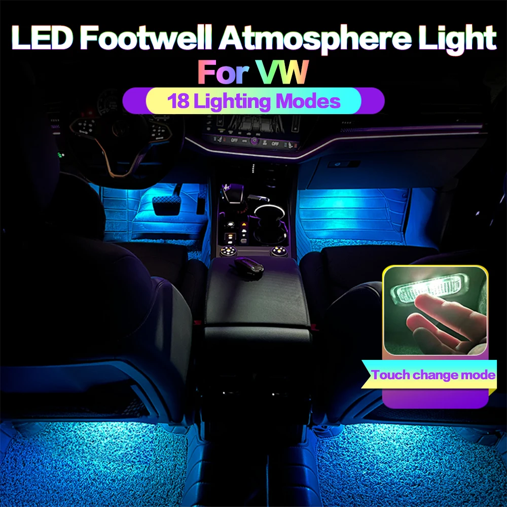 Led Car Interior Footwell Lights Atmosphere Lamp Accessorio Per Vw Atlas Nl-3 Bora Caddy Mk3 Mk4 Up Eos Fox Gol Rabbit R32 Beetle