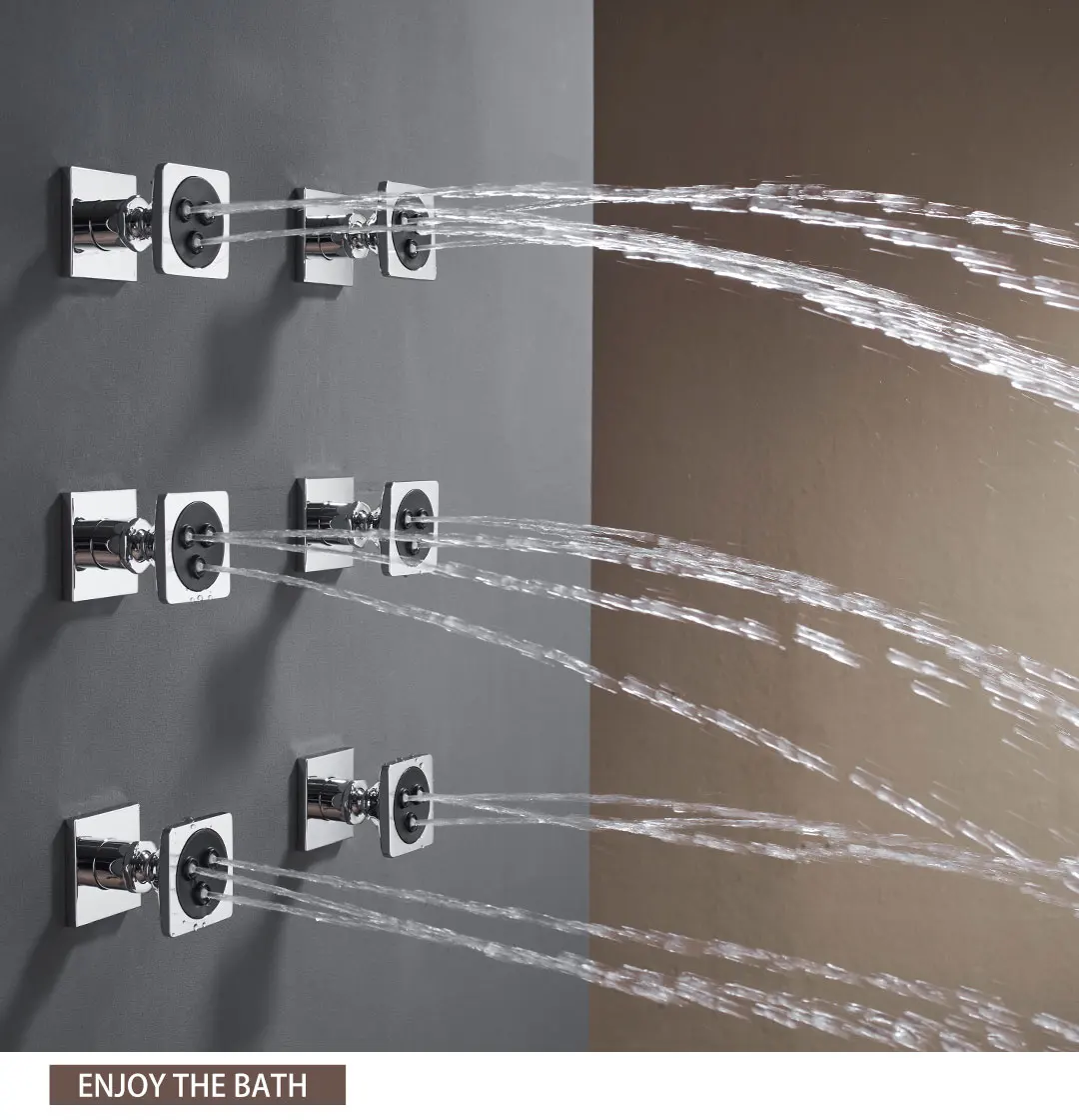 banheiro, Water Saving Massage Jet Pulverizador, Chrome Gold Brass, Black, 2 Funções