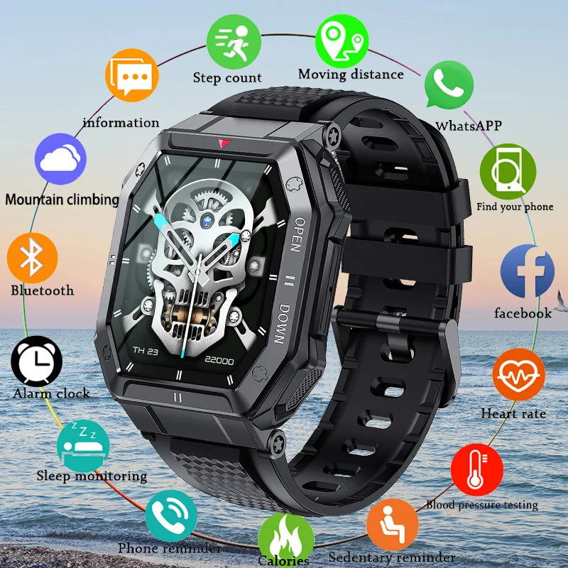 

LIGE Bluetooth Call Smart Watch Men 1.85" HD Screen Military Watch Outdoor Sport Fitness Bracelet Waterproof Smartwatch For Men