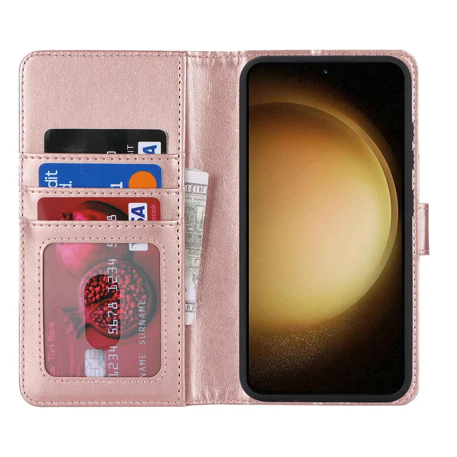 2-in-1 Leather Wallet Case with Card Holder & Magnetic Closure