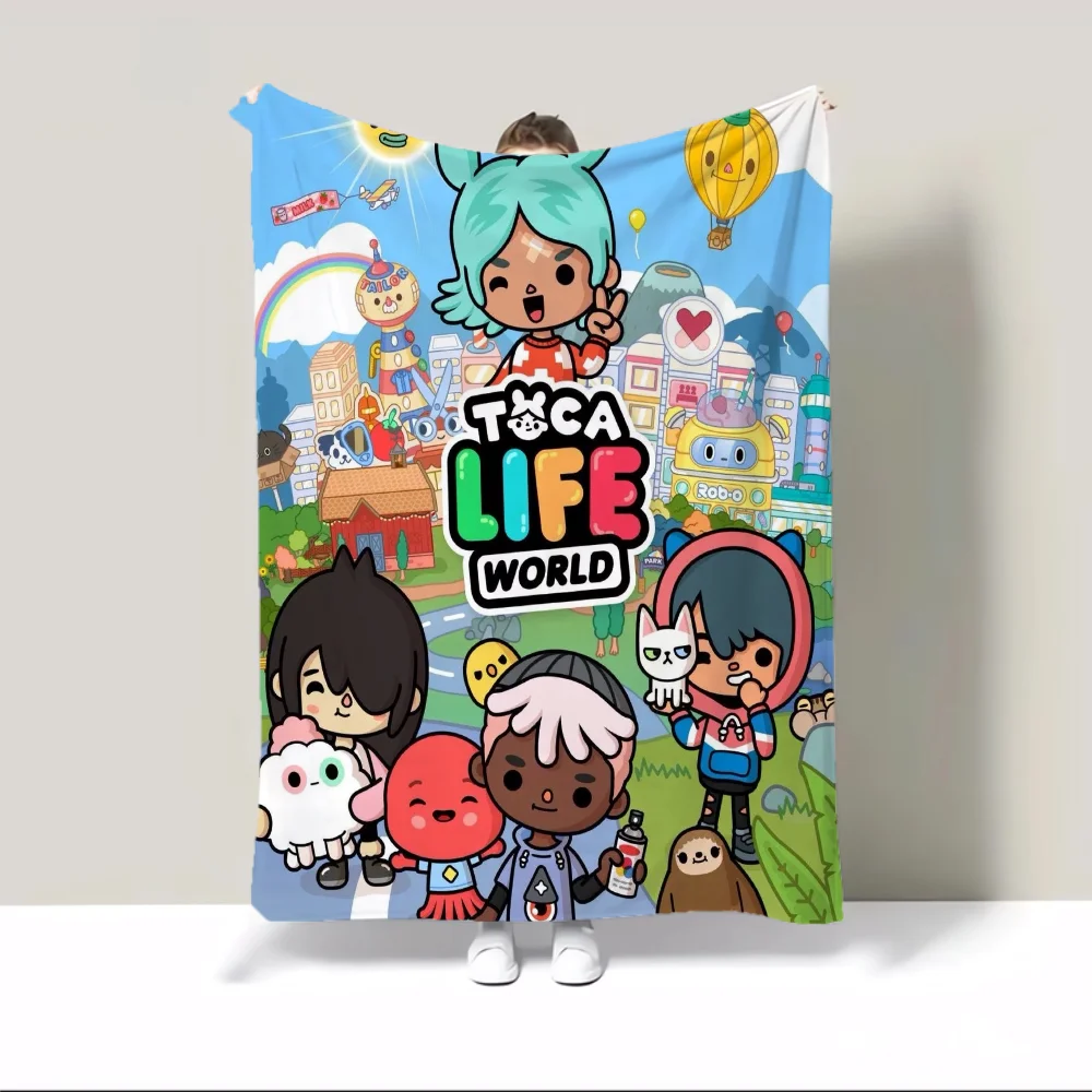 Toca Life Worlds 봉제 담요, 킹 사이즈 홈 인테리어, 비치 타올, 털 담요, 침대용, 푹신한 격자 무늬, 고급 침구, 무릎