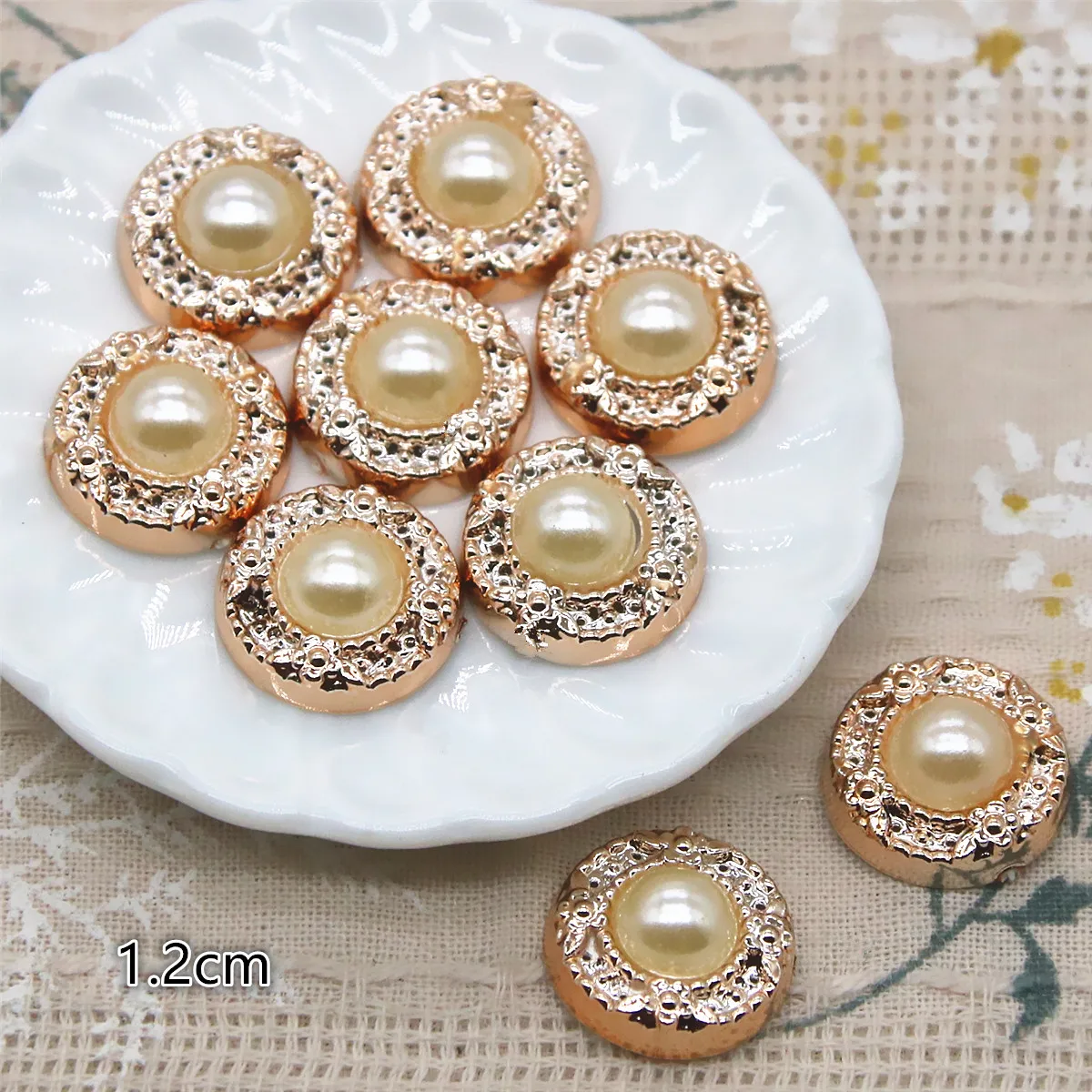 50pcs Pearl Round Flat Back Decoration Button Home Garden Crafts Clothing Accessories jewelry making supplies craft supplies