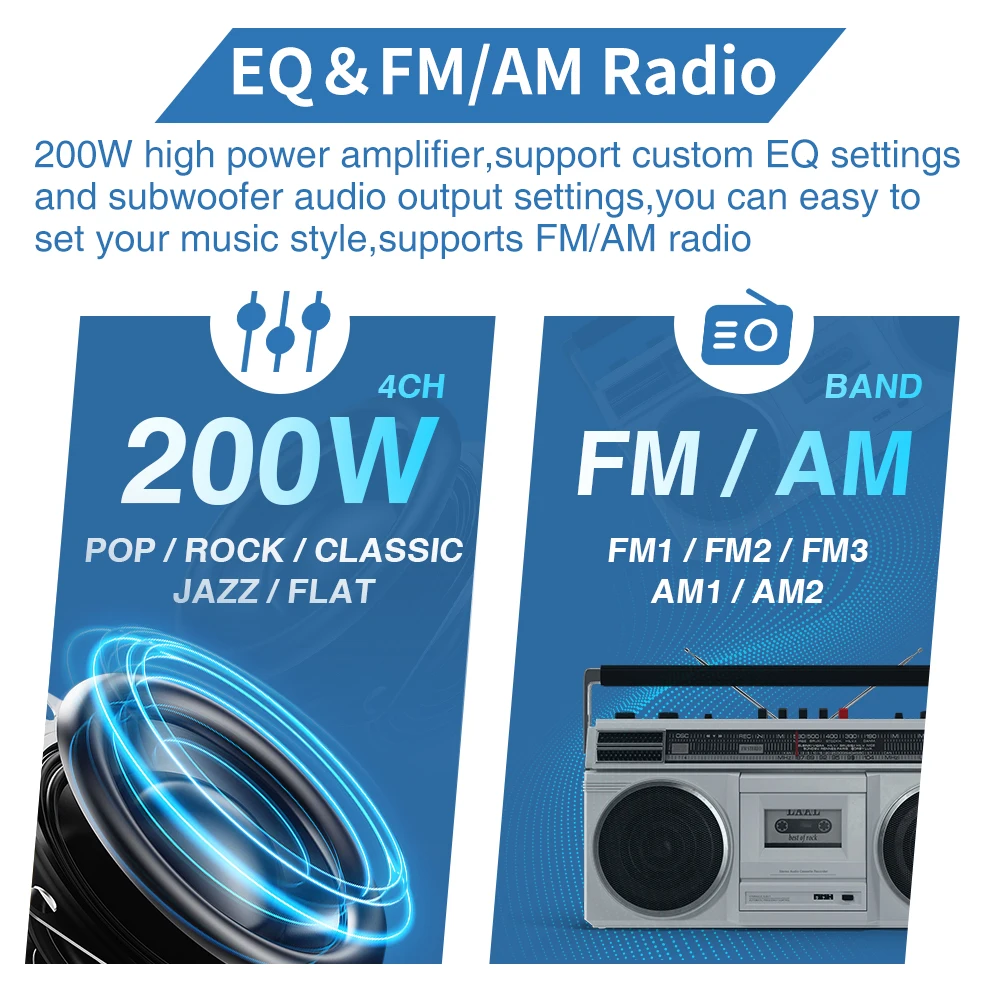 Boat radio player AKAMATE Marine Boat Radio Media Player MP3 Stereo Radio FM AM Receiver Waterproof Bluetooth AUX USB Widely for ATV UTV SPA RZR