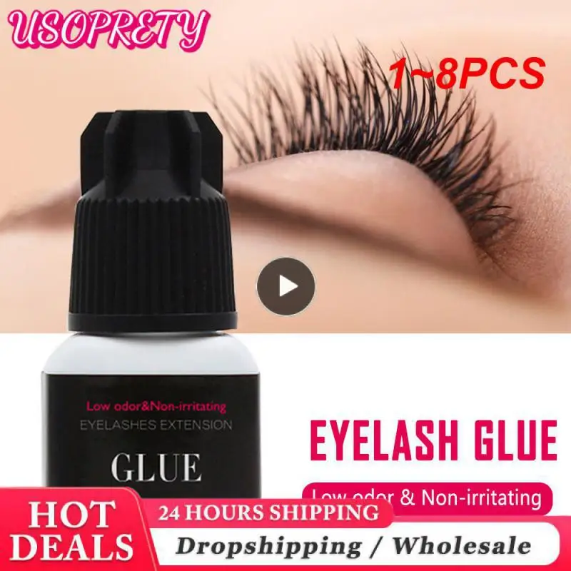 

1 ~ 8 шт. индивидуальный клей для ресниц, клей для черных ресниц, без запаха, без стимуляции, медленное использование для начинающих