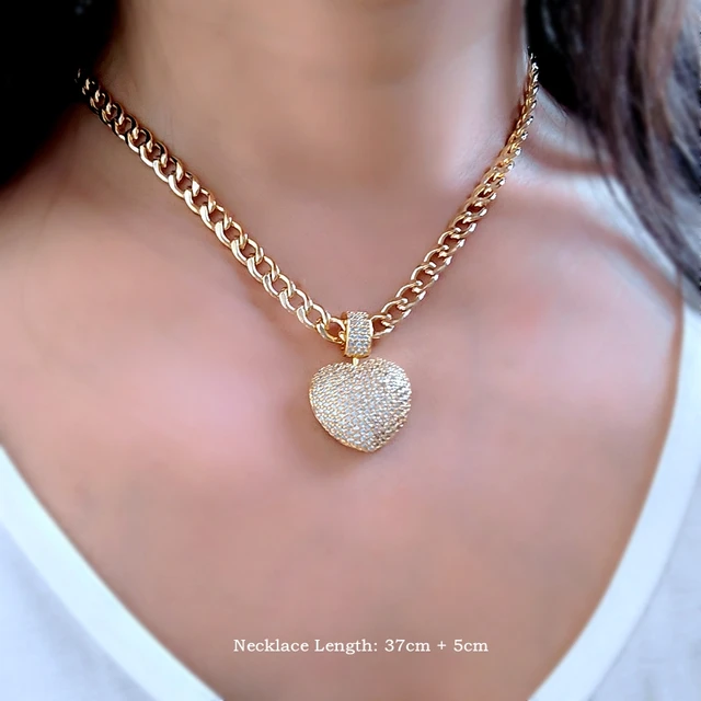 Luxury Big Heart Shape Pendant Necklace 