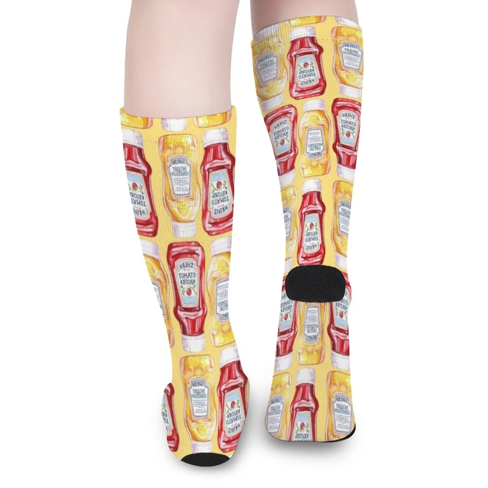 Ketchup and Mustard Pattern Socks black socks socks aesthetic cycling socks