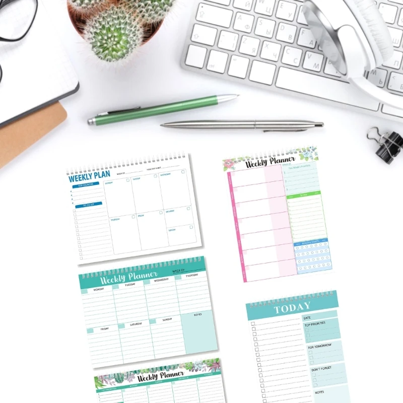 English Planner Spiral Notebook Weeks Daily Weekly Agenda Student Schedules Stationery Office School Supplies