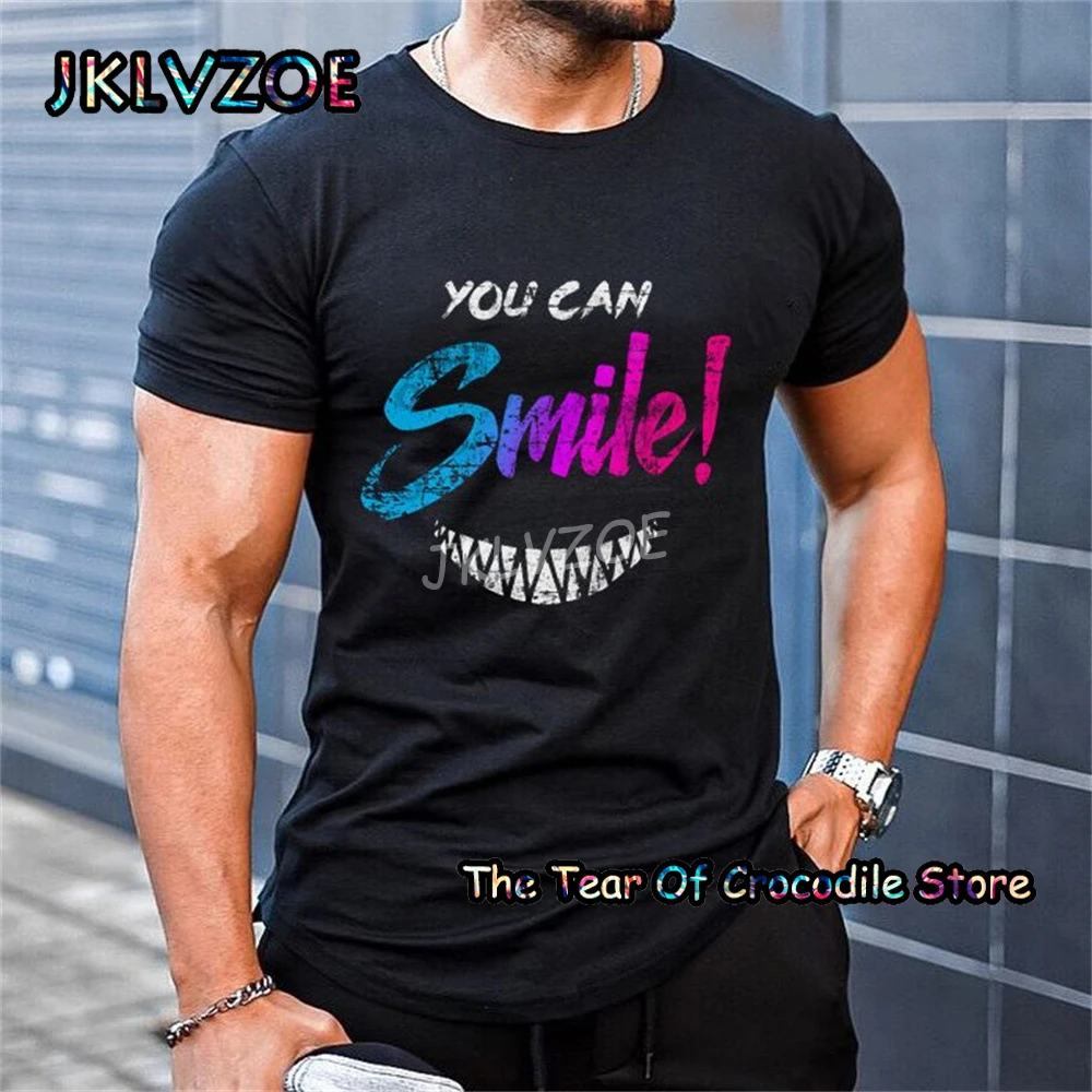 

Smile Short Sleeve T Shirt For Men And Women's Trendy street dance Mens Casual Breathable Oversized Summer O Neck Top 6XL