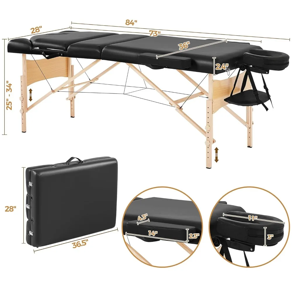 Portable Foldable Massage Table with Bolster and Carrying Bag for Beauty and Facial