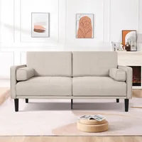 70" Beige Comfy Loveseat Sofa, with Removable Washable Cover, High Density Foam Cushions, Easy to Assemble Children's Sofas 1