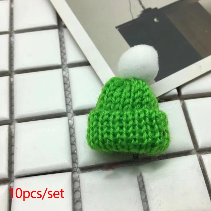 10Pcs/Lot Mini Knitted Christmas Hats DIY Santa Claus Snowman Doll Crafts Decoration Small Caps for Xmas New Year Decor