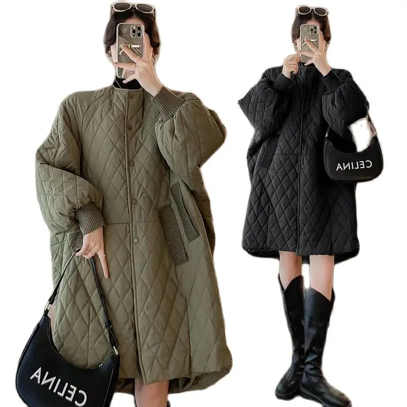 2025 Winter Pregnant Women's Winter Cotton Jacket Casual Loose Maternity Plaid Coats Button Fly Plus Size Pregnancy Outerwear
