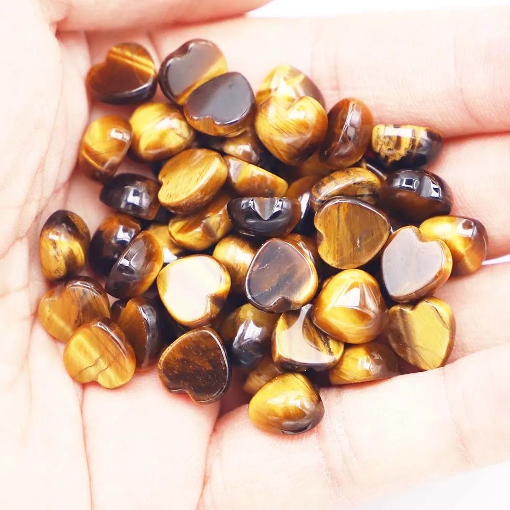 

2023 New Top Quality Natural Tiger Eye Crystal Stone Heart Shape Cab Cabochons Beads for Jewelry Making 10mm Wholesale 50pcs