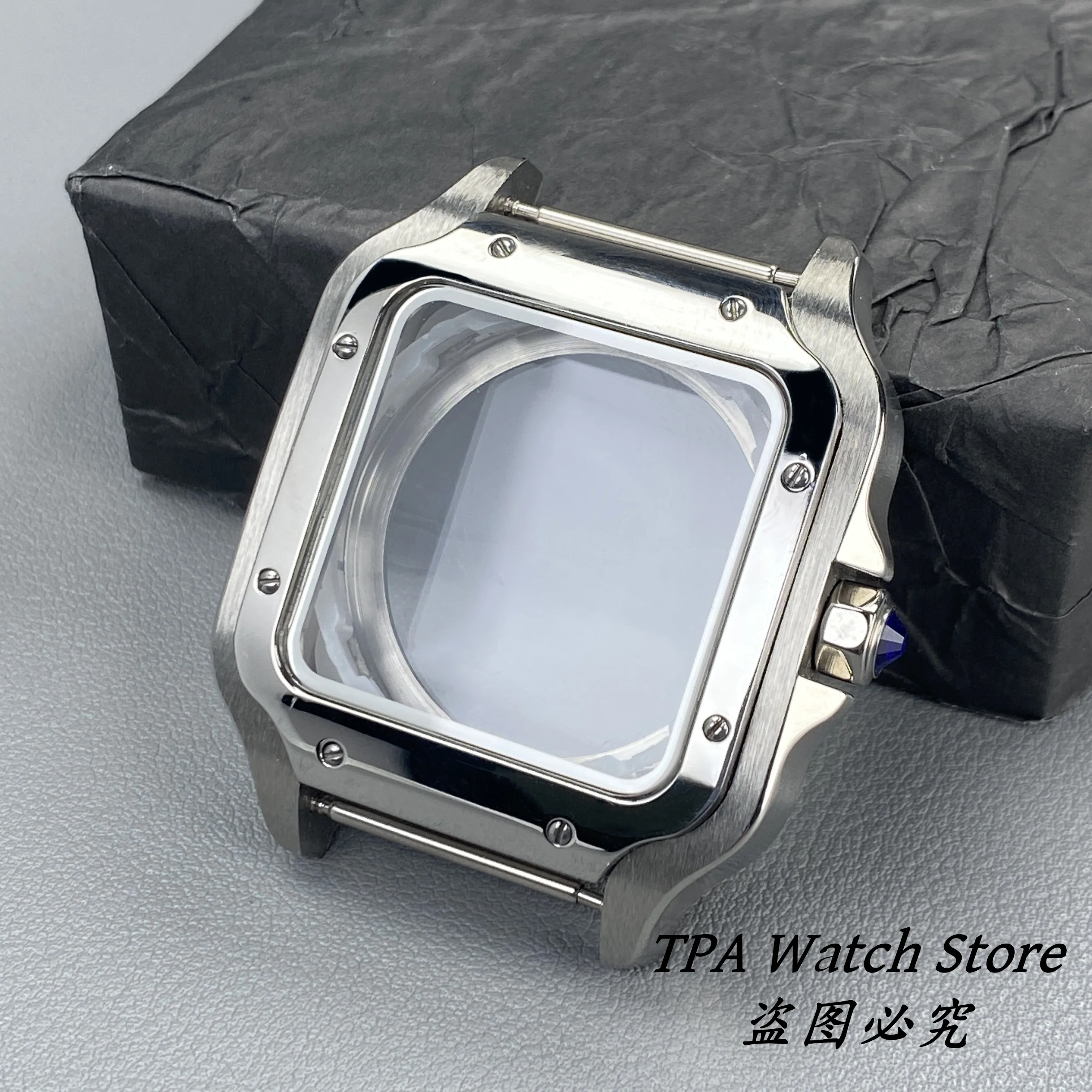 PVD Black Stainless Steel Square Watch Case - 38mm