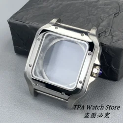 PVD Black Stainless Steel Square Watch Case - 38mm - 38MM (Silver)