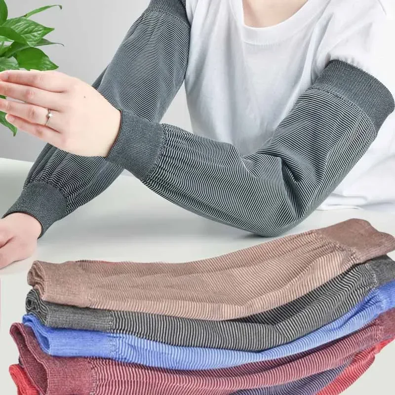 Work Elastic Fishing Cycling Long Sleeves for Men Women Riding Arm Cover Striped Arm Sleeves Warmer Cooling compression arm sleeves