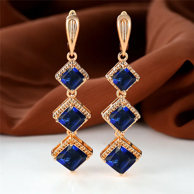Rose Gold Birthstone & Multicolor Zircon Dangle Hoop Earrings