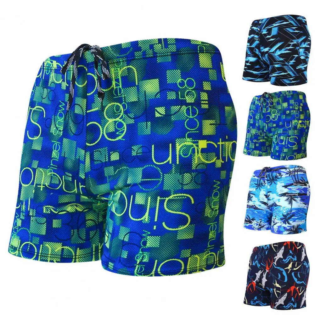 Terrific Swimming Trunks Eye-catching High Elasticity Quick Dry Sharp Printing Swimming Shorts 4