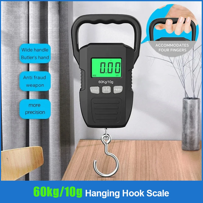 Balance numérique portable 60Kg - Pèse-bagages LCD avec rétroéclairage pour pêche et voyage