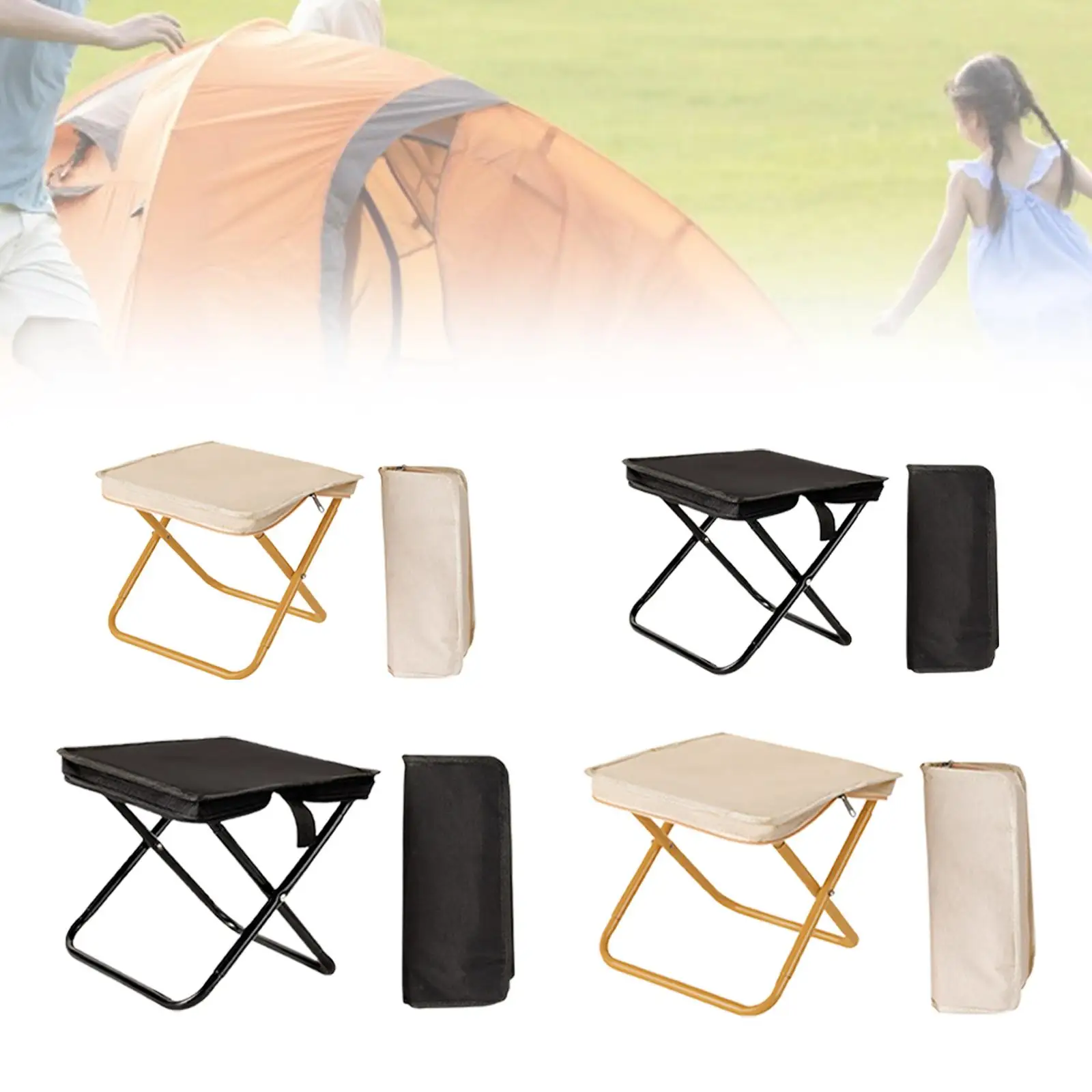 Camping Stool Seat Carbon Steel Bracket Camp Stool for BBQ Traveling Picnic