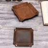 Creative Genuine Leather Valet Snap Tray Home Ofiice Desk Organizer Jewelry Pen Key Coin Desktop Storage Tray Folding Storage 5