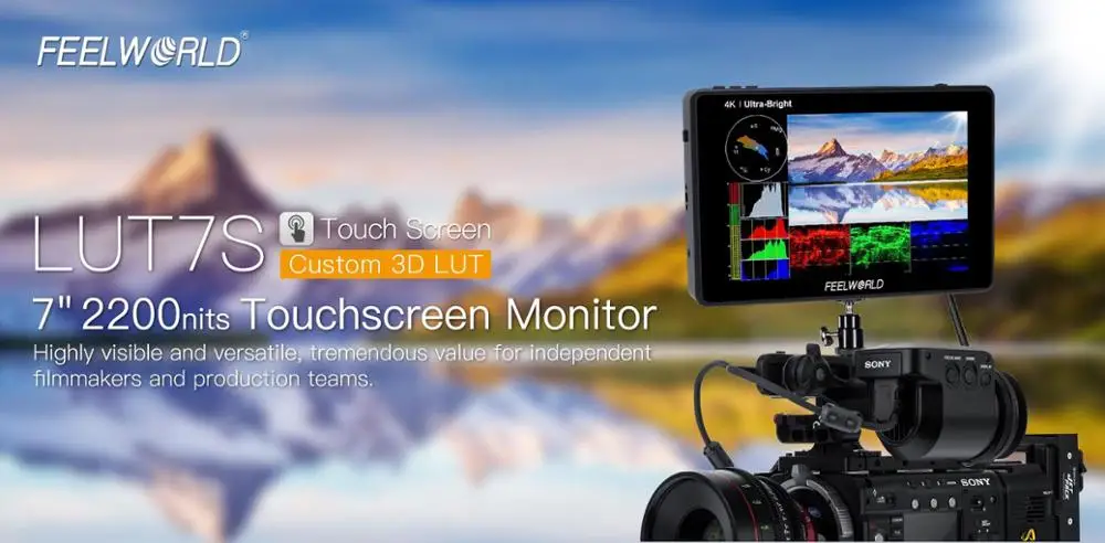 EELWORLD LUT7S 7 Inch 3G-SDI 4KHDMI 2200nits 3D LUT Touch Screen DSLR Camera Field Monitor with Waveform VectorScope Histogram