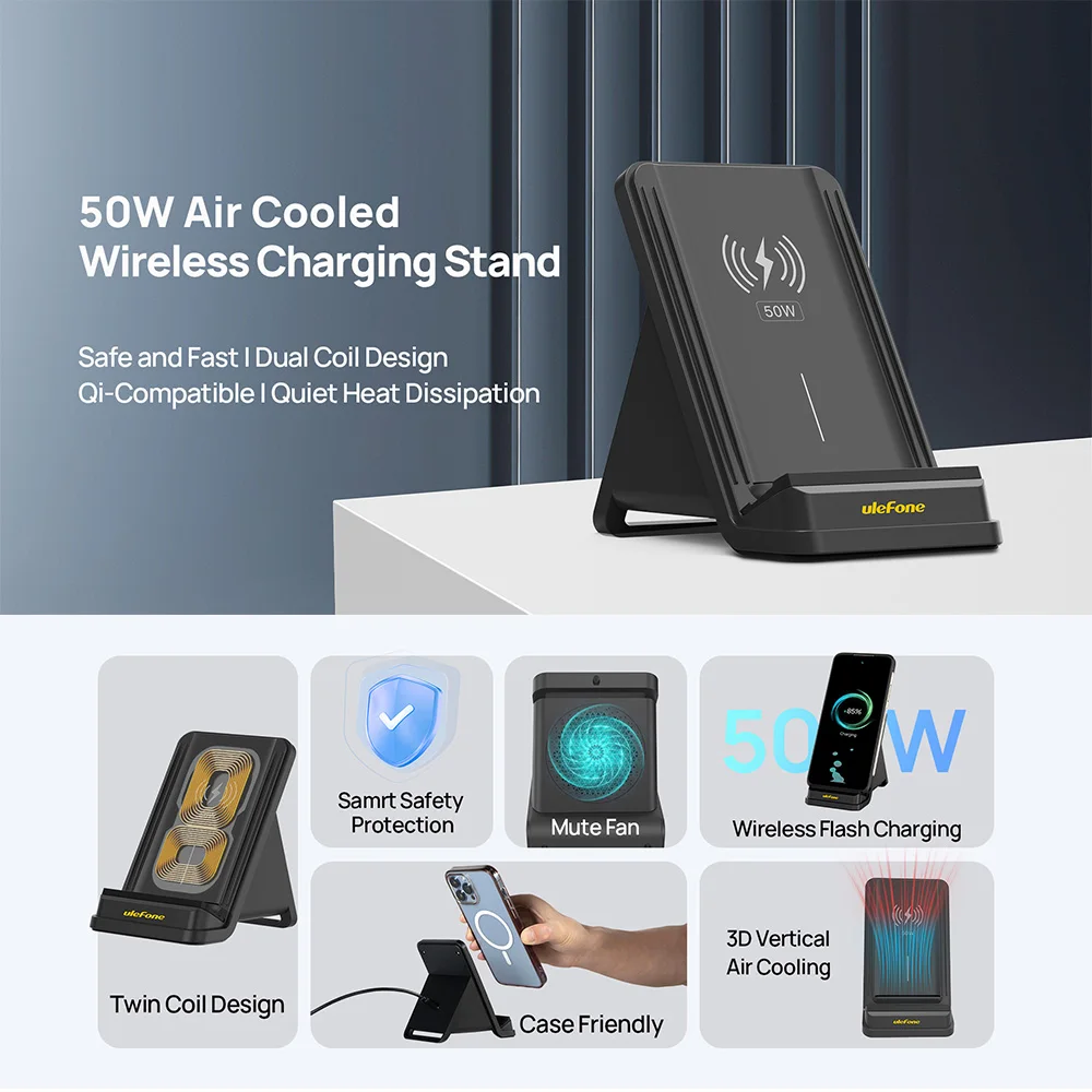 Ulefone WCS01 50W Air Cooled Wireless Charging Stand For Ulefone