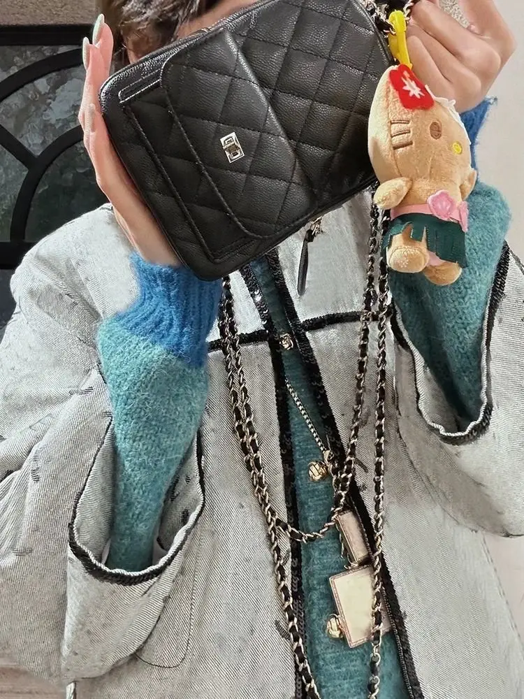 Mini PU Leather Diamond Lattice Chain Backpack Preppy Style Vintage Handbag Fashion School Backpack