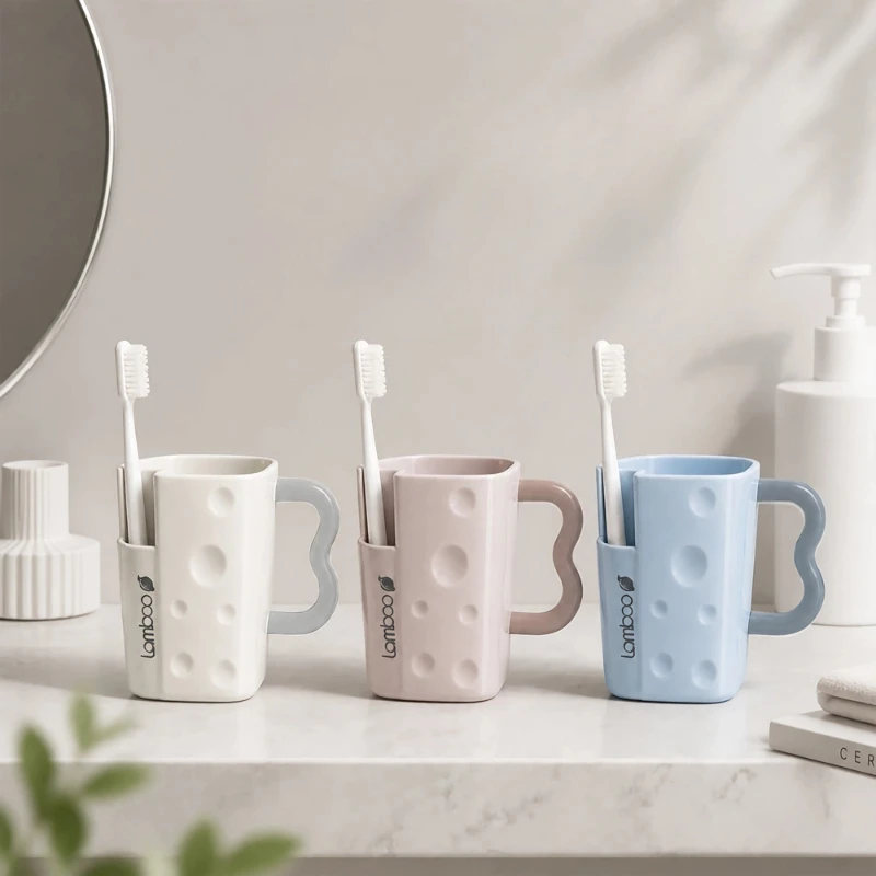 1/3Pcs Household Cup With Independent Toothbrush Placement, Suitable For Home And Boarding Students_voghion.com