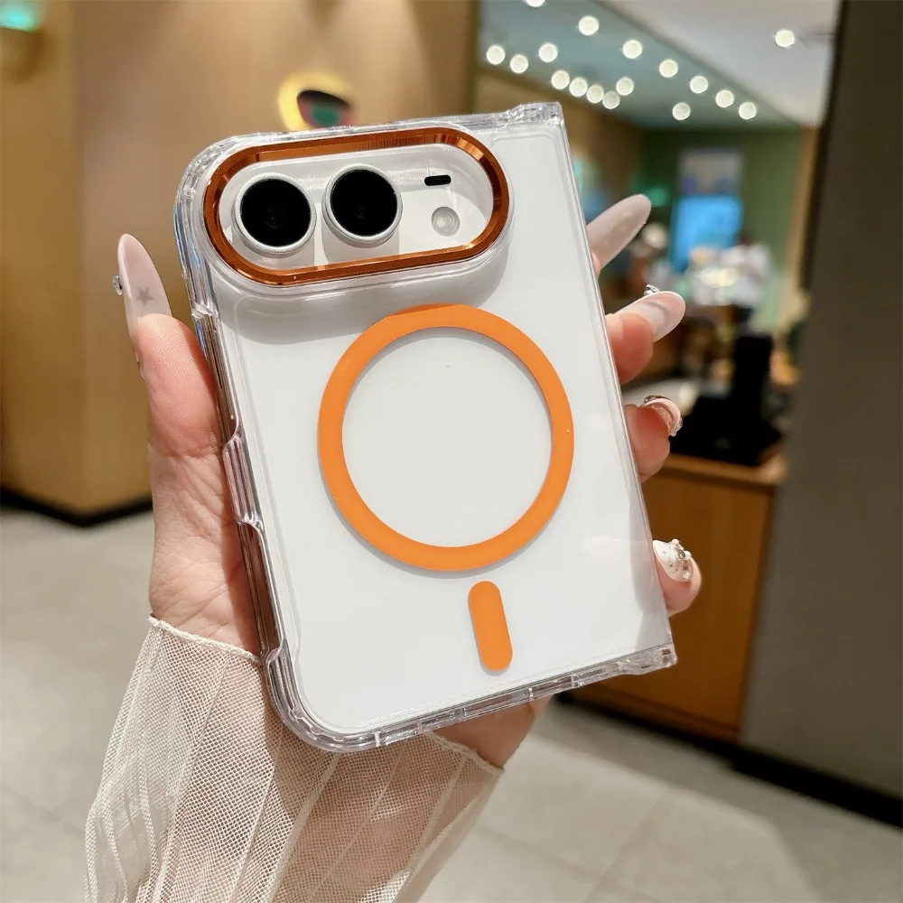 Duo Fold Transparent Magnetic Phone Case with Magsafe Wireless Charging Compatibility