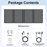 Panneau solaire portable pliable MHPOWOS 60W, chargeur de batterie solaire pour Powerbank avec sortie USB C haute puissance, sortie DC pour le camping, le téléphone, le camping-car 8