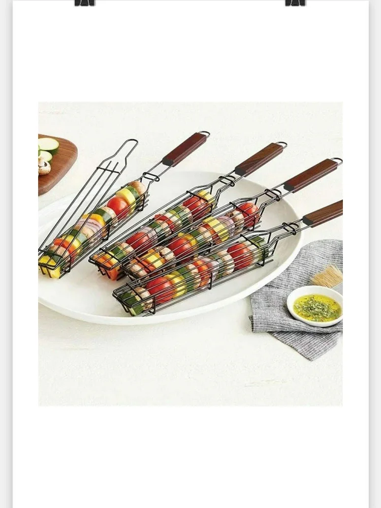 Camping barbecue BBQ Grilling Basket Charcoal grill Outdoors Grill tools Portable Nonstick Roasting meat accessories